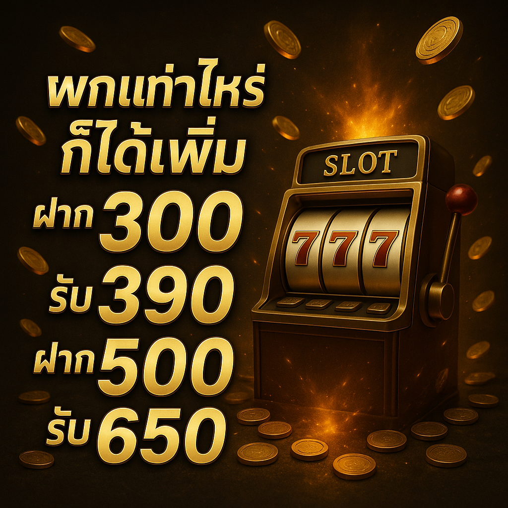 ฝากเท่าไหร่ก็ได้เพิ่ม ฝาก 300 รับ 390 / ฝาก 500 รับ 650